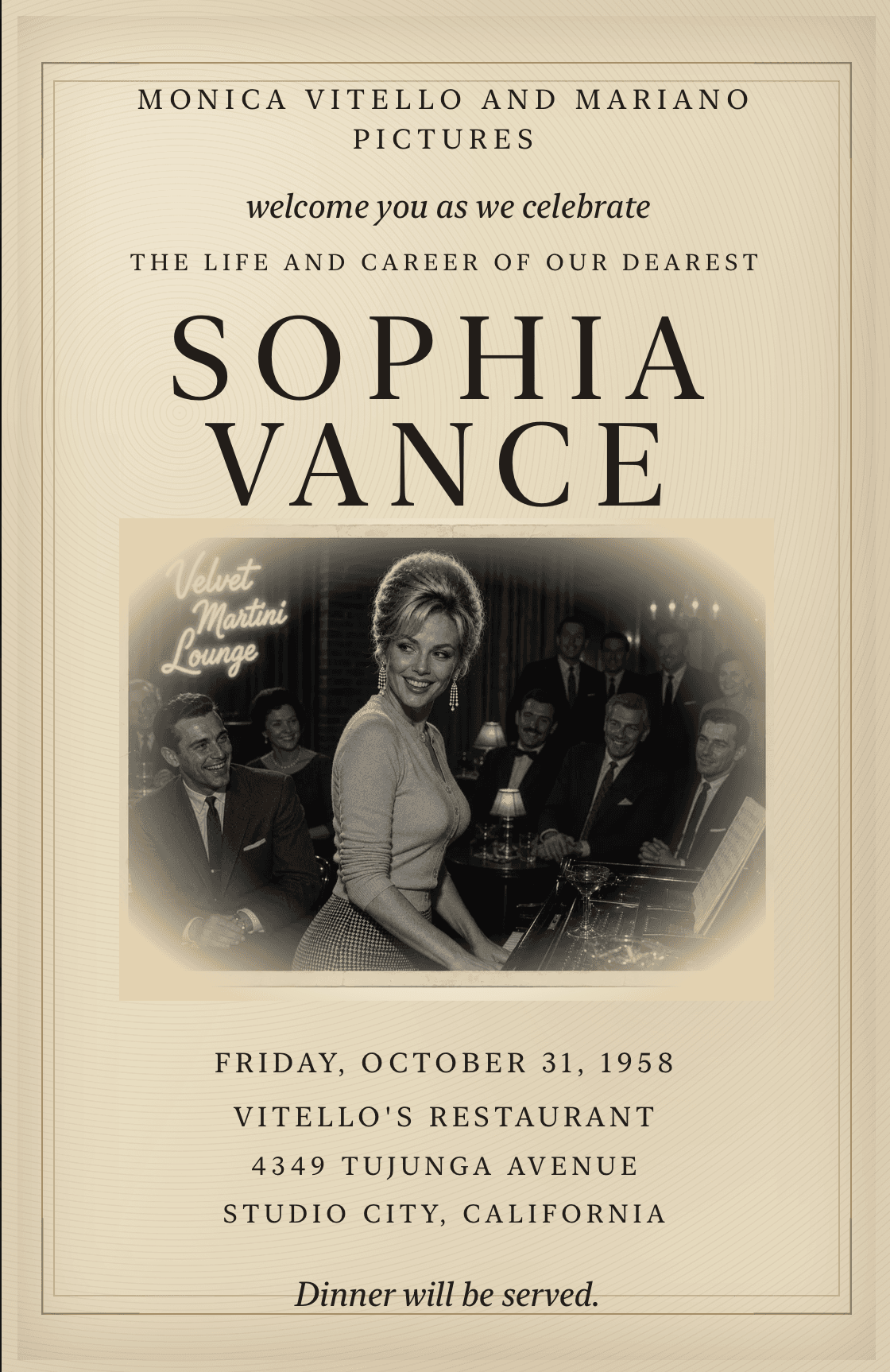 Sophia Vance memorial program